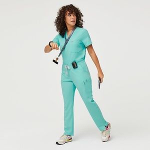 S/PXS Figs Set - Fresh Aqua Top + Yola Pant Scrubs